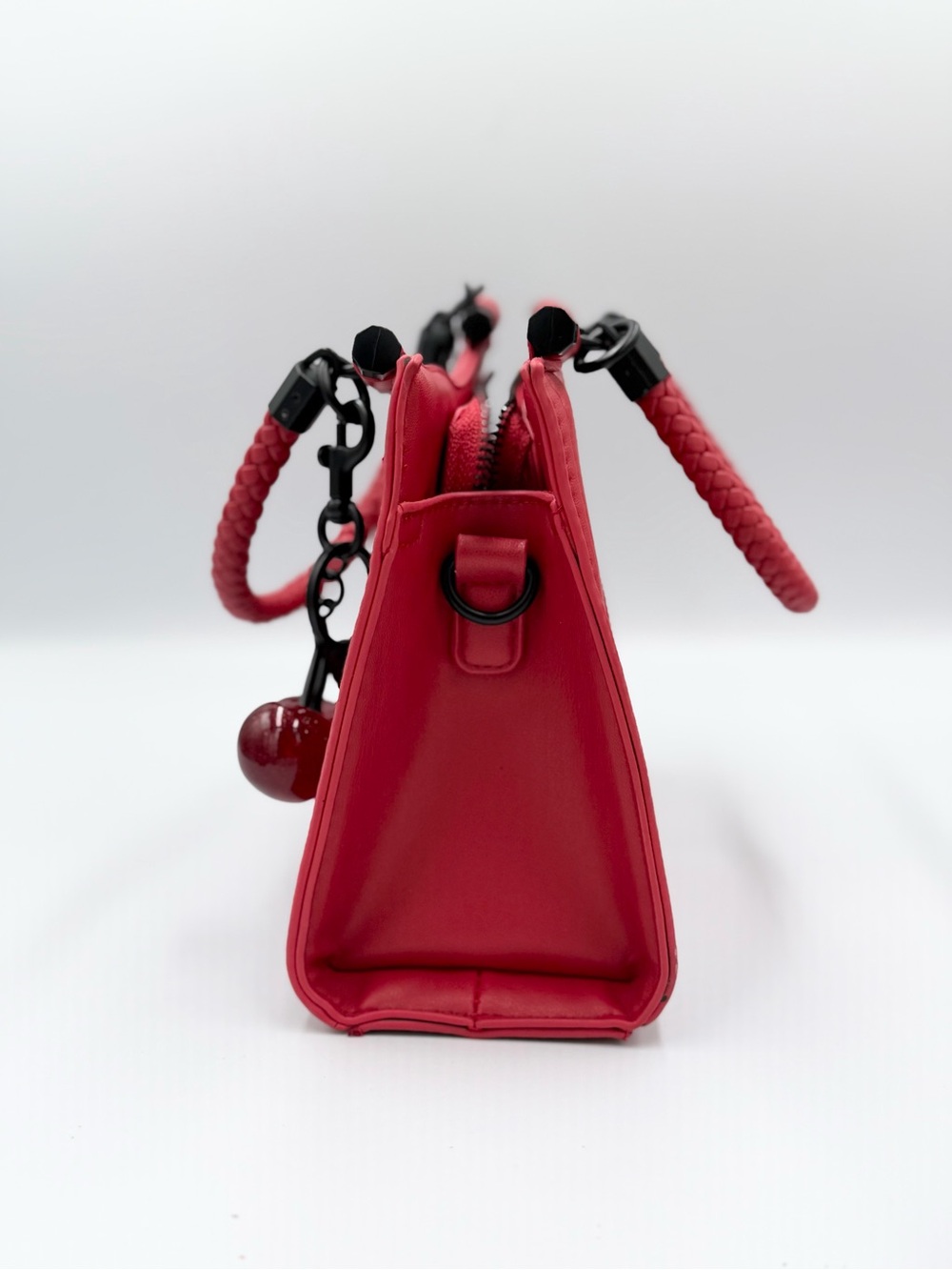 Badgley Mischka Red Satchel with Cherry Charm - Picture 4 of 9